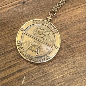 Vintage 1976 Bronze Bicentennial Coin with a Scorpion Pendant and 24” Chain